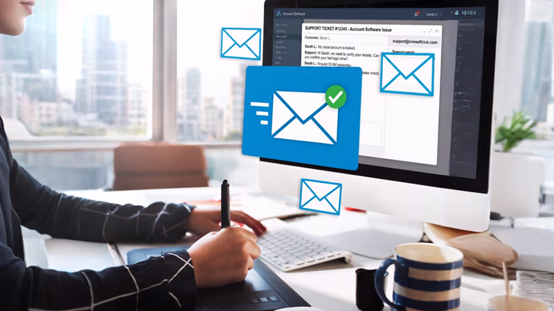 Email communication open on a laptop screen