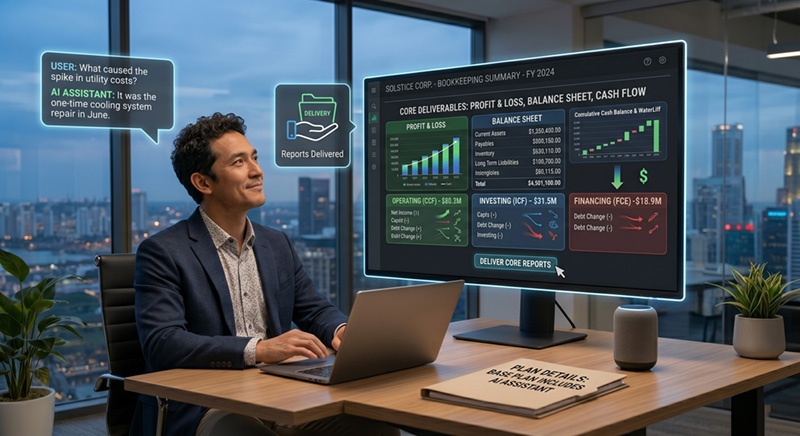 Founder reviewing financial tasks and dashboard notes
